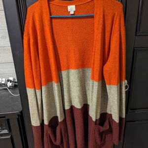 Colorblock Open Front Cardigan